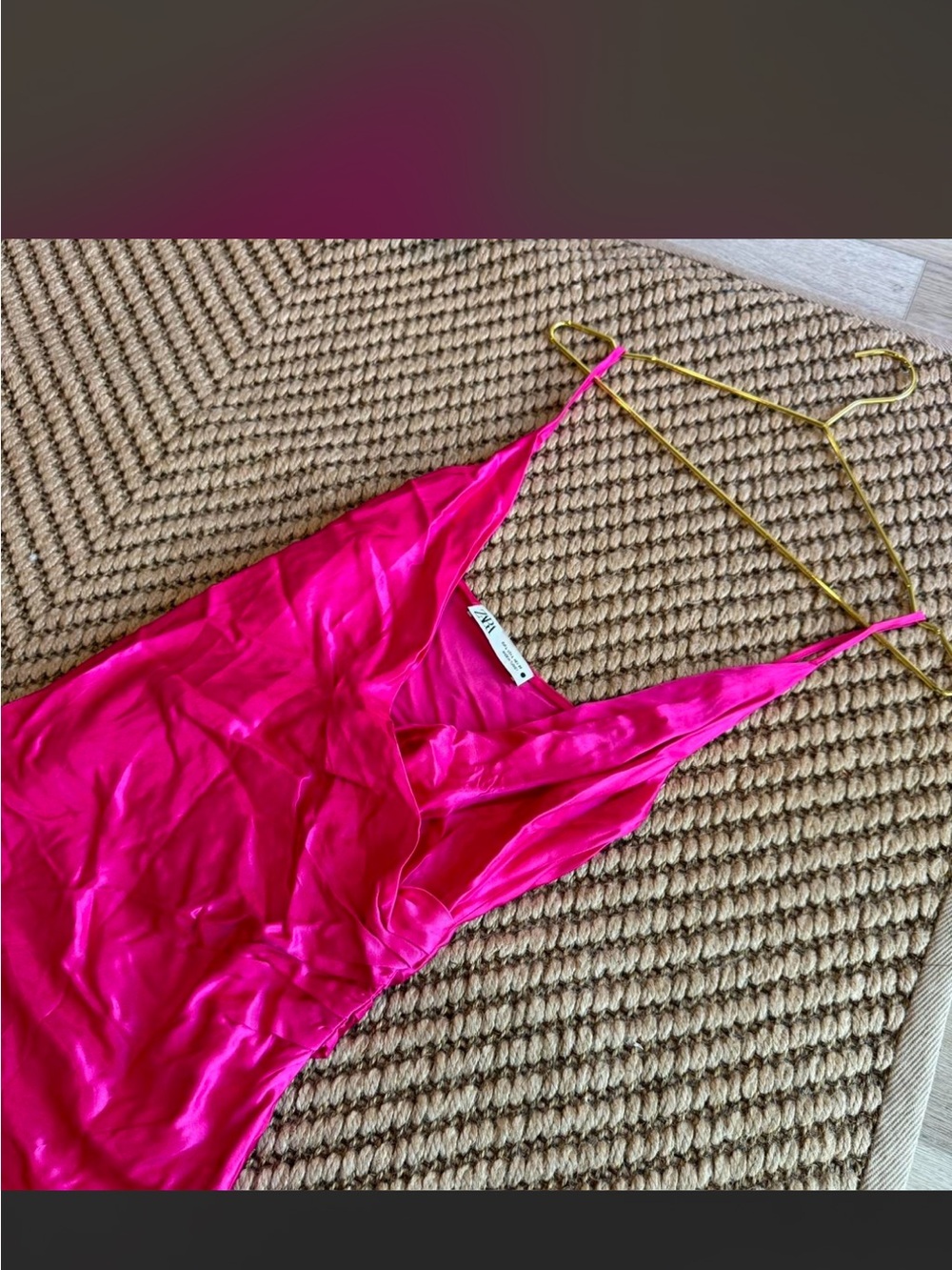 Zara Hot Pink Satin Slip Dress